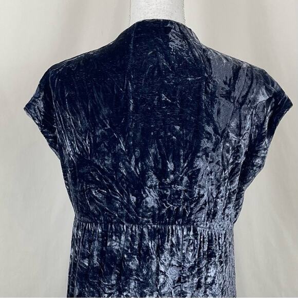 Cynthia Steffe Metallic Blue Crush Velvet Silk Blend Babydoll Dress Size 10 - Picture 6 of 12